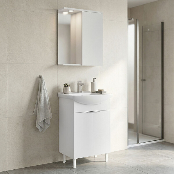 HABITAT ET JARDIN - Ensemble Meuble Vasque avec Miroir (2 Pièces) "Purus 55" - 55 x 50 x 83 cm - White - large