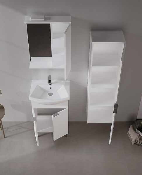 HABITAT ET JARDIN - Ensemble Meuble Vasque avec Miroir (2 Pièces) "Purus 55" - 55 x 50 x 83 cm - White - large