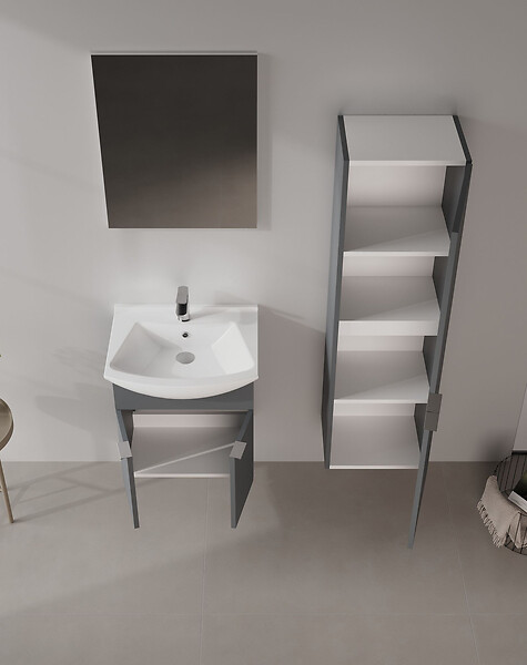 HABITAT ET JARDIN - Ensemble Meuble Vasque avec Miroir (2 Pièces) "Purus 55" - 55 x 50 x 58 cm - Matte Anthracite - large