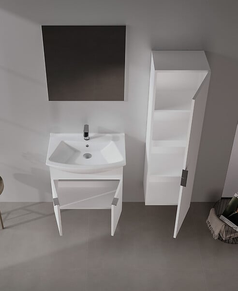 HABITAT ET JARDIN - Ensemble Meuble Vasque avec Miroir (2 Pièces) "Purus 65" - 65 x 50 x 58 cm - White - large