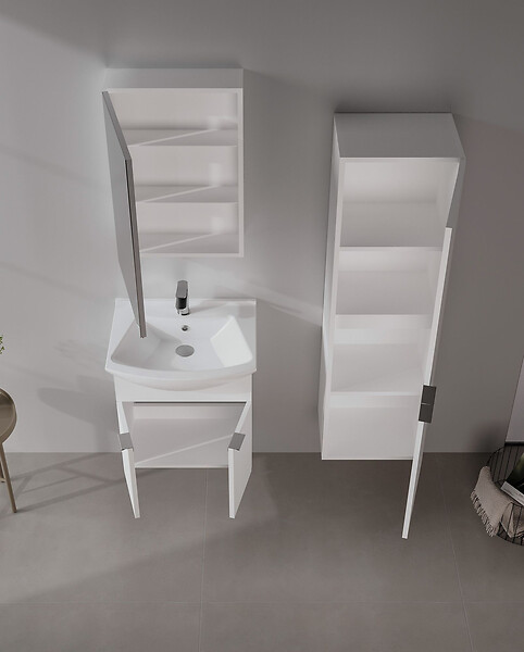 HABITAT ET JARDIN - Ensemble Meuble Vasque avec Miroir (2 Pièces) "Purus 55" - 55 x 50 x 58 cm - White - large