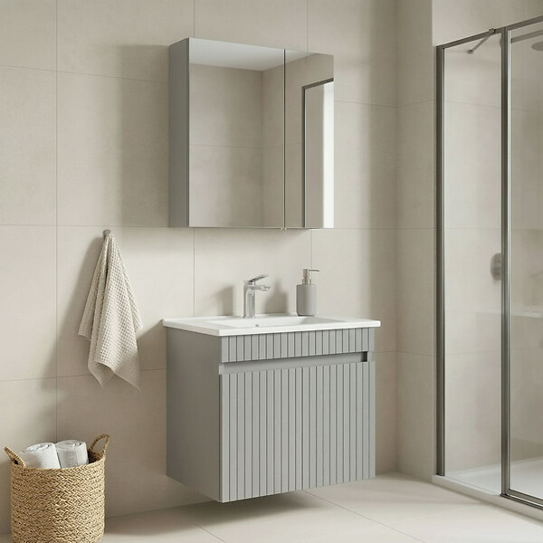 HABITAT ET JARDIN - Ensemble Meuble Vasque avec Miroir (2 Pièces) "Tivoli 65" - 65 x 45 x 57 cm - Matte Cashmere - large