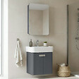 HABITAT ET JARDIN - Ensemble Meuble Vasque avec Miroir (2 Pièces) "Orbit 55" - 55 x 38 x 62 cm - Anthracite - vignette