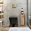 HABITAT ET JARDIN - Meuble support pour papier toilette en bois "Star" - 15 x 12 x 65 cm - Marron - vignette