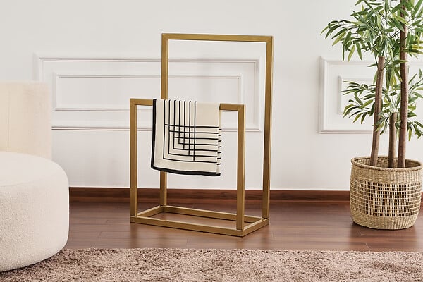 HABITAT ET JARDIN - Porte-serviettes en métal "Gediz" - 25 x 60 x 90 cm - Or - large