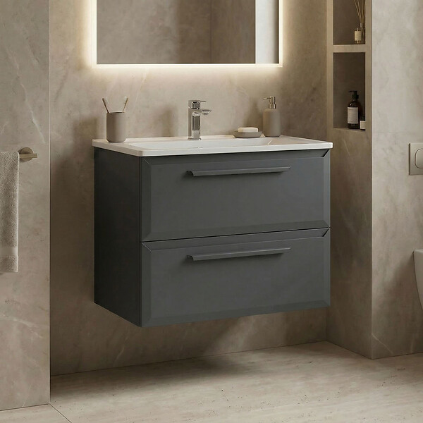 HABITAT ET JARDIN - Meuble Vasque "Nuvola 65 v2" - 65 x 50 x 62 cm - Anthracite - large