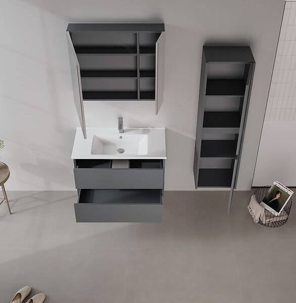 HABITAT ET JARDIN - Meuble Vasque "Side 85 v2" - 85 x 45 x 52 cm - Matte Anthracite - large
