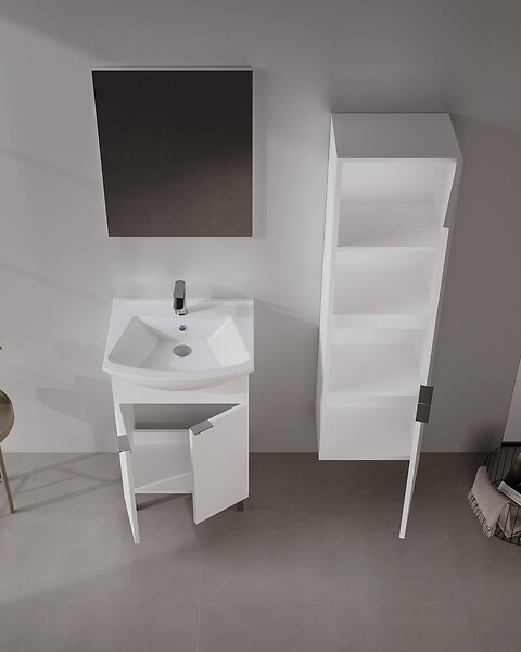 HABITAT ET JARDIN - Ensemble Meuble Vasque avec Miroir (2 Pièces) "Purus 55" - 55 x 2 x 83 cm - White - large