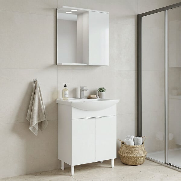 HABITAT ET JARDIN - Ensemble Meuble Vasque avec Miroir (2 Pièces) "Purus 65" - 65 x 50 x 83 cm - White - large