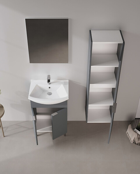 HABITAT ET JARDIN - Ensemble Meuble Vasque avec Miroir (2 Pièces) "Purus 55" - 55 x 2 x 83 cm - Matte Anthracite - large