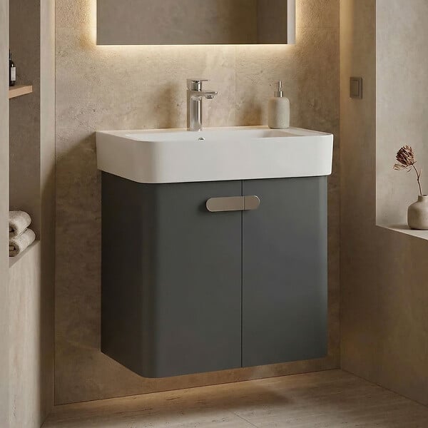 HABITAT ET JARDIN - Meuble Vasque "Orbit 55" - 55 x 38 x 62 cm - Anthracite - large