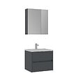 HABITAT ET JARDIN - Ensemble Meuble Vasque avec Miroir (2 Pièces) "Side 65 v2" - 65 x 45 x 52 cm - Matte Anthracite - vignette