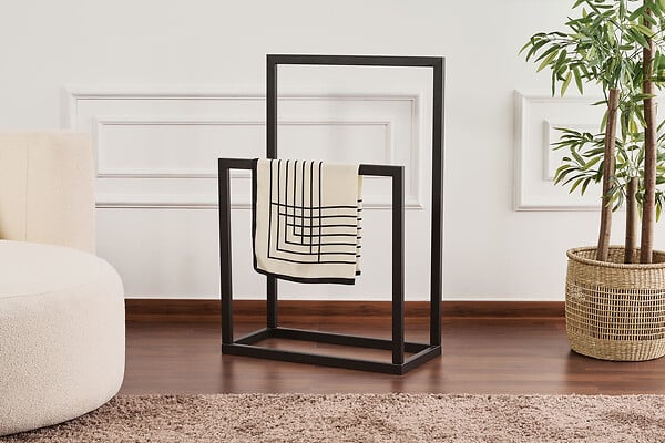 HABITAT ET JARDIN - Porte-serviettes en métal "Gediz" - 25 x 60 x 90 cm - Noir - large
