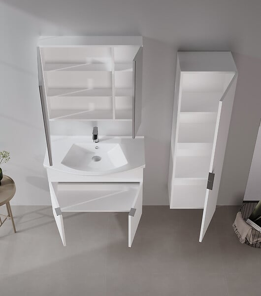 HABITAT ET JARDIN - Ensemble Meuble Vasque avec Miroir (2 Pièces) "Purus 80" - 80 x 50 x 58 cm - White - large