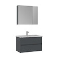 HABITAT ET JARDIN - Ensemble Meuble Vasque avec Miroir (2 Pièces) "Side 85 v2" - 85 x 45 x 52 cm - Matte Anthracite - vignette