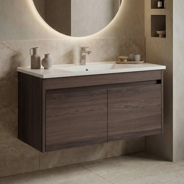 HABITAT ET JARDIN - Meuble Vasque "Side 100 v3" - 100 x 45 x 52 cm - Dark Walnut - large