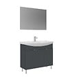 HABITAT ET JARDIN - Ensemble Meuble Vasque avec Miroir (2 Pièces) "Purus 100" - 100 x 50 x 83 cm - Matte Anthracite - vignette
