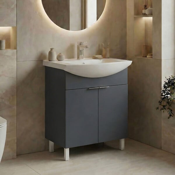 HABITAT ET JARDIN - Meuble Vasque "Purus 65" - 65 x 50 x 83 cm - Matte Anthracite - large