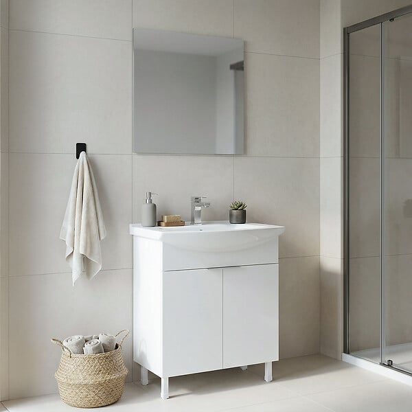 HABITAT ET JARDIN - Ensemble Meuble Vasque avec Miroir (2 Pièces) "Purus 80" - 80 x 50 x 83 cm - White - large