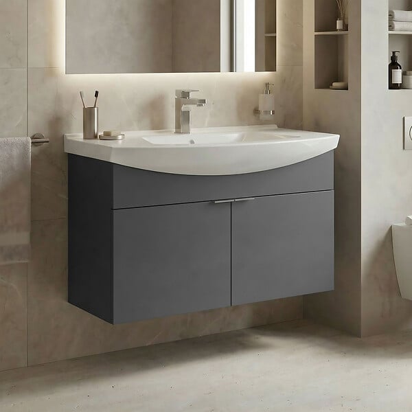 HABITAT ET JARDIN - Meuble Vasque "Purus 80" - 80 x 50 x 58 cm - Matte Anthracite - large