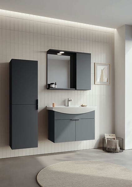 HABITAT ET JARDIN - Meuble Vasque "Purus 80" - 80 x 50 x 58 cm - Matte Anthracite - large