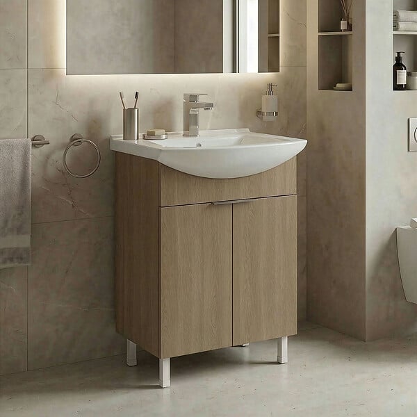 HABITAT ET JARDIN - Meuble Vasque "Purus 55" - 55 x 50 x 83 cm - Sonomo Oak - large