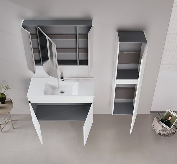 HABITAT ET JARDIN - Ensemble Meuble Vasque avec Miroir (2 Pièces) "Tivoli 100" - 100 x 45 x 66 cm - Matte White - large