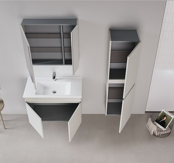 HABITAT ET JARDIN - Ensemble Meuble Vasque avec Miroir (2 Pièces) "Tivoli 85" - 85 x 45 x 57 cm - Matte Cashmere - large