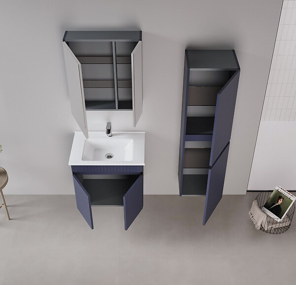 HABITAT ET JARDIN - Ensemble Meuble Vasque avec Miroir (2 Pièces) "Tivoli 65" - 65 x 45 x 57 cm - Matte Navy Blue - large