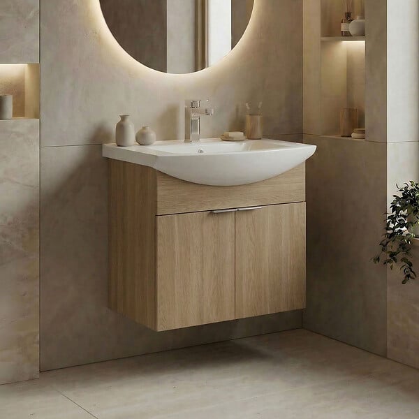 HABITAT ET JARDIN - Meuble Vasque "Purus 55" - 55 x 50 x 58 cm - Sonomo Oak - large