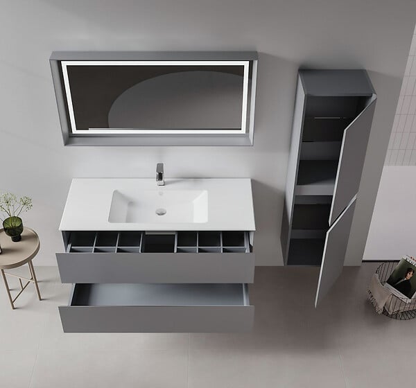 HABITAT ET JARDIN - Meuble Vasque "Nest 121 v2" - 121 x 51 x 55 cm - Matte Grey - large