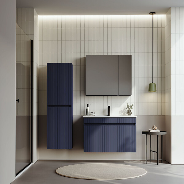 HABITAT ET JARDIN - Ensemble Meuble Vasque avec Miroir (2 Pièces) "Tivoli 85" - 85 x 45 x 57 cm - Matte Navy Blue - large