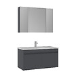 HABITAT ET JARDIN - Ensemble Meuble Vasque avec Miroir (2 Pièces) "Side 100 v3" - 100 x 45 x 52 cm - Matte Anthracite - vignette