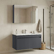 HABITAT ET JARDIN - Ensemble Meuble Vasque avec Miroir (2 Pièces) "Side 100 v3" - 100 x 45 x 52 cm - Matte Anthracite - vignette