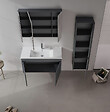 HABITAT ET JARDIN - Ensemble Meuble Vasque avec Miroir (2 Pièces) "Side 100 v3" - 100 x 45 x 52 cm - Matte Anthracite - vignette