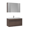 HABITAT ET JARDIN - Ensemble Meuble Vasque avec Miroir (2 Pièces) "Side 100 v3" - 100 x 45 x 52 cm - Walnut - vignette