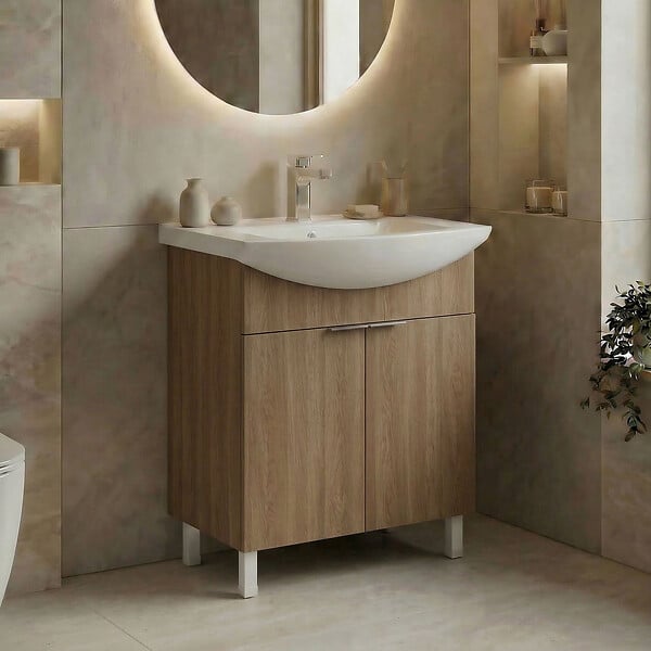 HABITAT ET JARDIN - Meuble Vasque "Purus 65" - 65 x 50 x 83 cm - Sonomo Oak - large