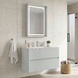 HABITAT ET JARDIN - Ensemble Meuble Vasque avec Miroir (2 Pièces) "Nest 91 v2" - 91 x 51 x 55 cm - Matte Cashmere - vignette