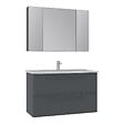HABITAT ET JARDIN - Ensemble Meuble Vasque avec Miroir (2 Pièces) "Nuvola 100 v2" - 100 x 50 x 62 cm - Anthracite - vignette