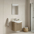 HABITAT ET JARDIN - Ensemble Meuble Vasque avec Miroir (2 Pièces) "Purus 55" - 55 x 50 x 58 cm - Oak - vignette