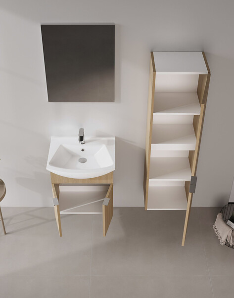 HABITAT ET JARDIN - Ensemble Meuble Vasque avec Miroir (2 Pièces) "Purus 55" - 55 x 50 x 58 cm - Oak - large