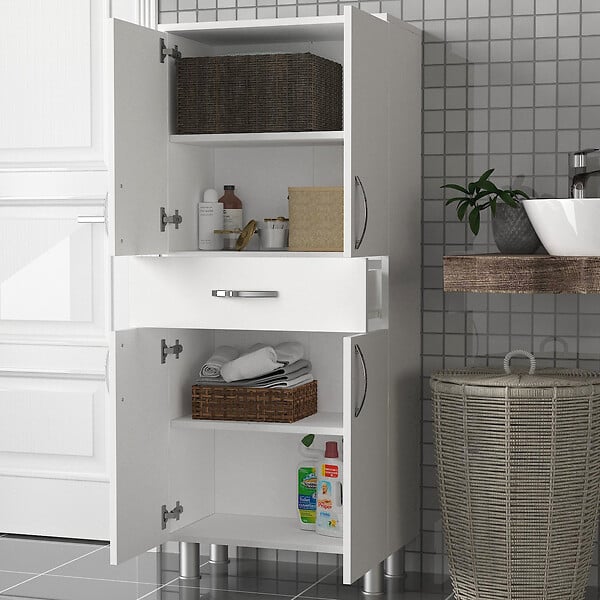 HABITAT ET JARDIN - Meuble de salle de bain en bois "Arizona" - 59 x 31 x 140 cm - Blanc - large