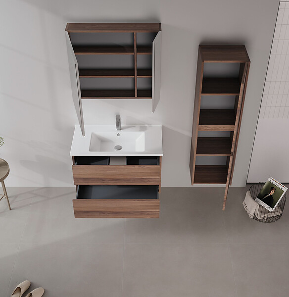 HABITAT ET JARDIN - Meuble Vasque "Side 85 v2" - 85 x 45 x 52 cm - Dark Walnut - large