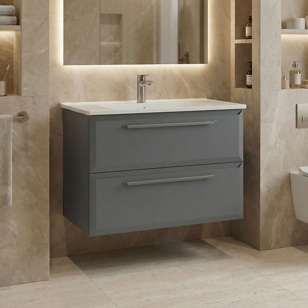 HABITAT ET JARDIN - Meuble Vasque "Nuvola 80 v2" - 80 x 50 x 62 cm - Grey - large