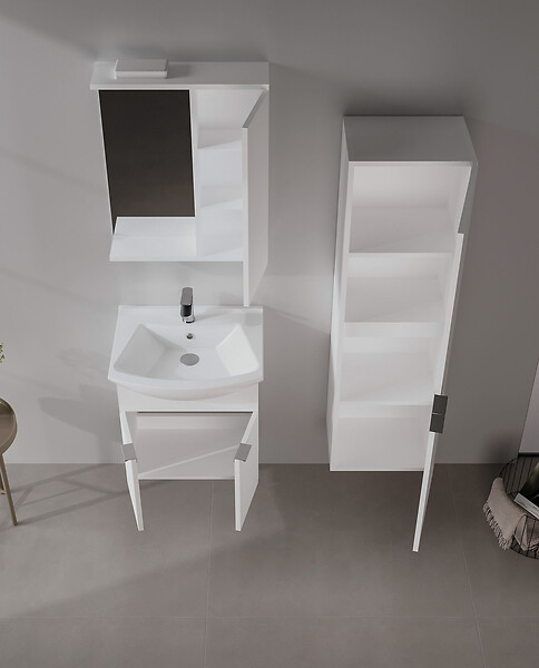 HABITAT ET JARDIN - Ensemble Meuble Vasque avec Miroir (2 Pièces) "Purus 55" - 55 x 50 x 58 cm - White - large