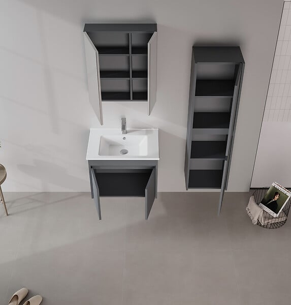 HABITAT ET JARDIN - Meuble Vasque "Side 65 v2" - 65 x 45 x 52 cm - Matte Anthracite - large
