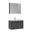HABITAT ET JARDIN - Ensemble Meuble Vasque avec Miroir (2 Pièces) "Side 85 v2" - 85 x 45 x 52 cm - Matte Anthracite - vignette