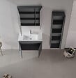 HABITAT ET JARDIN - Ensemble Meuble Vasque avec Miroir (2 Pièces) "Side 85 v2" - 85 x 45 x 52 cm - Matte Anthracite - vignette