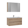 HABITAT ET JARDIN - Ensemble Meuble Vasque avec Miroir (2 Pièces) "Side 100 v3" - 100 x 16 x 52 cm - Oak - vignette