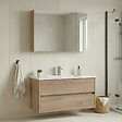 HABITAT ET JARDIN - Ensemble Meuble Vasque avec Miroir (2 Pièces) "Side 100 v3" - 100 x 16 x 52 cm - Oak - vignette